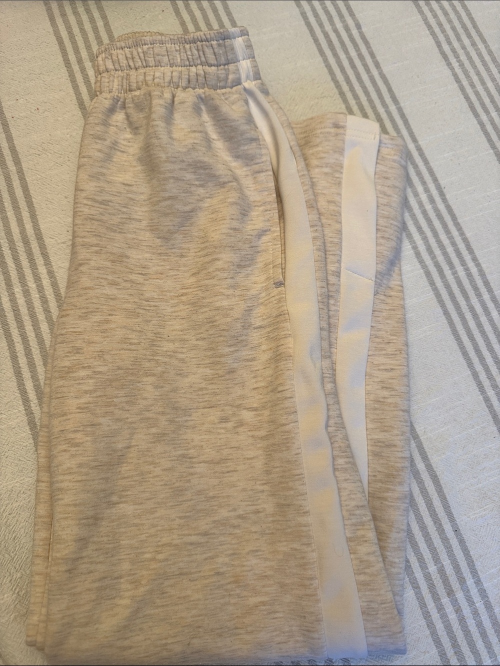 Zara Beige Sweatpants with White Side Stripe